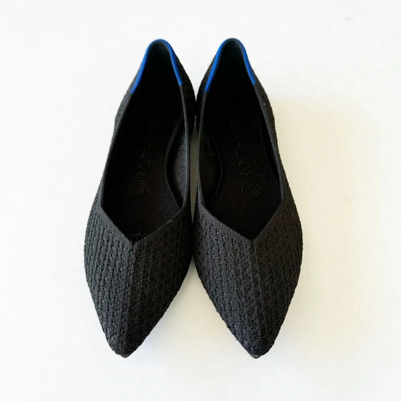Rothy’s The Point Black Pointed Toe Loafers Women’s Size 7 Fly Knit Luxury Comfy - Picture 5 of 15